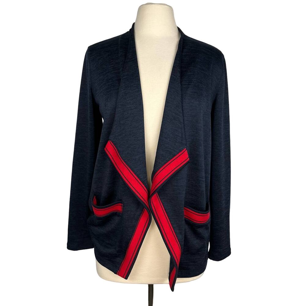 T By TALBOTS | Navy Blue Waterfall Open-Front Cardigan | Women's Small